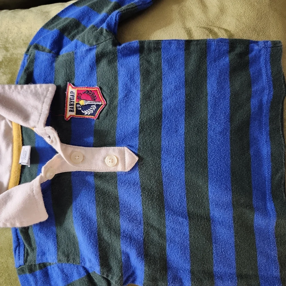 Baby GAP Blue and Green Striped Rugby Shirt